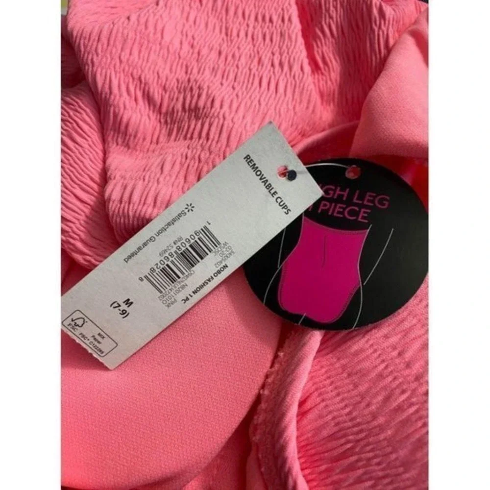 No Boundaries‎ Juniors Pink Lace-Up High Leg Swimsuit Size M 7-9 One Piece
